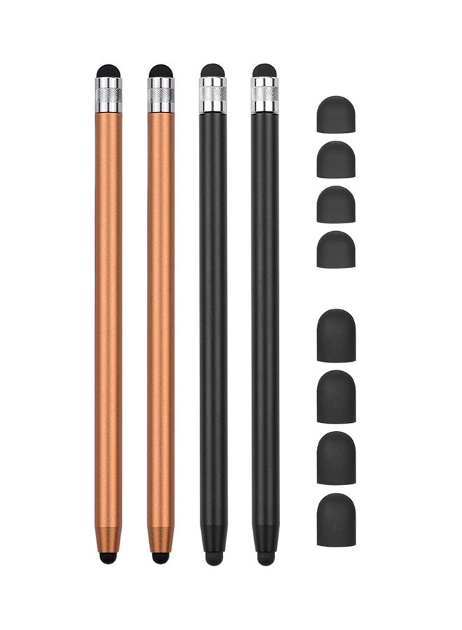 4-Piece Universal Touchscreen Stylus Pen For All Tablets With 8 Extra Replaceable Soft Rubber Tips Multicolour - Image 1